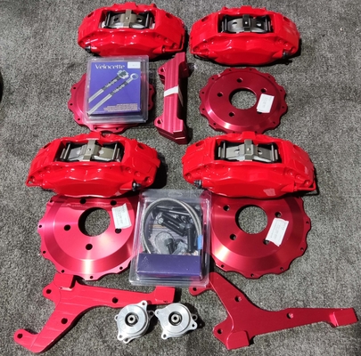 Calibre de freno para vehículos de aleación de aluminio rojo 4 botes con gran potencia de frenado